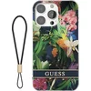 Image de GUESS, Hoesje geschikt voor Apple iPhone 13 Pro - Flowers met Nylon Koord, Groen