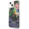 Image de Guess Flower Liquid Glitter Back Case - Geschikt voor Apple iPhone 13 Mini (5.4") - Blauw