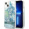 Image de Guess Flower Liquid Glitter Back Case - Geschikt voor Apple iPhone 13 (6.1") - Groen