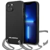 Image de Karl Lagerfeld Textured Back Cover met Chain - Geschikt voor Apple iPhone 13 Mini (5.4") - Zwart