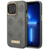 Image de Guess Peony Logo Plate Serie - iPhone 13 Pro Max Hoesje - Grijs - MagSafe Ondersteuning - Stevige Bescherming