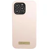 Image de GUESS, Hoesje geschikt voor iPhone 13 Pro Max - Siliconen MagSafe met Gouden Metalen Plaat & Elegant, Roze