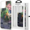 Image de Guess Flower Liquid Glitter - Hoesje voor iPhone 14 Plus - Blauw - Kawaii Glitter
