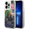 Image de Guess Flower Liquid Glitter - iPhone 14 Pro Hoesje - Blauw - Kleur