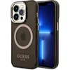 Image de Guess iPhone 14 Pro Max Hardcase Backcover - Gold Buttons & Camera - Magsafe Compatible - Doorzichtig - Zwart