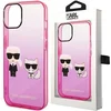 Image de Karl Lagerfeld Transparant Roze Polycarbonaat/TPU Back Cover Telefoonhoesje voor Apple iPhone 14 Plus - Bescherming & Stijl