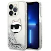 Image de Karl Lagerfeld Glitter Choupette Head Serie - Hoesje voor iPhone 14 Pro - Zilver - Elegant Design - Designer Grafiek