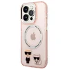 Image de Karl Lagerfeld, Hoesje geschikt voor iPhone 14 Pro - Karl et Choupette Aluminium MagSafe & Anti-Scratch, Roze