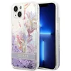 Image de Guess Flower Liquid Glitter Serie - Hoesje voor iPhone 14 Plus - Violet - Luxe Bloemmotief - Duurzaam Materiaal