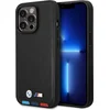 Image de BMW M Line Tricolor Stamp Leather Back Case (Magsafe Compatible) - Geschikt voor Apple iPhone 14 Pro Max (6.7") - Zwart
