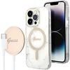 Image de GUESS, Gebundelde hoes Geschikt voor Apple iPhone 14 Pro met marmerdessin en Qi Magsafe 15W draadloze oplader, Wit
