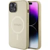 Image de Guess Saffiano Back Case (MagSafe Compatible) - Geschikt voor Apple iPhone 15 Plus (6.7") - Goud