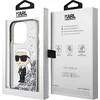 Image de Karl Lagerfeld, Hoesje geschikt voor iPhone 15 Pro - Glitter Ikonik met Zwevende Glitters, Zilver