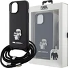 Image de iPhone 15 Pro Backcase hoesje - Karl Lagerfeld - Effen Zwart - Kunstleer