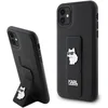 Image de Karl Lagerfeld Gripstand Serie - iPhone 11 Hoes - Zwart - Saffiano Materiaal - Choupette Pins