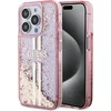 Image de Guess Liquid Glitter Gold Stripe Back Case - Apple iPhone 15 Pro (6.1") - Roze