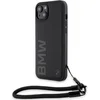 Image de BMW Signature Leather Wordmark Back Case - Geschikt voor Apple iPhone 15 (6.1") - Zwart