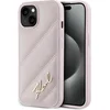 Image de Karl Lagerfeld Diagonal Quilted Script hoesje voor iPhone 14/15/13 - roze
