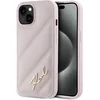 Image de Karl Lagerfeld Diagonal Quilted Script hoesje voor iPhone 15 Plus / 14 Plus - roze