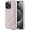 Image de Karl Lagerfeld Diagonal Quilted Script hoesje voor iPhone 15 Pro - roze