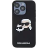 Image de Karl Lagerfeld, Hoesje Geschikt voor Apple iPhone 15 Pro Max MagSafe van Vloeibaar Siliconen Karl en Choupette Patroon, Zwart