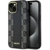 Image de DKNY, Hoesje geschikt voor iPhone 15 - MagSafe Compatibel met Ruitjespatroon Ultra-Chic, Zwart