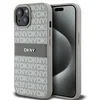 Image de DKNY - Mono Stripe Leren Hoesje - iPhone 15 Plus - Beig - Luxe Ontwerp