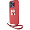 Image de DKNY, Hoesje geschikt voor iPhone 14 Pro - met Metalen Logo & Polskoord, Rood