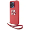 Image de DKNY, Hoesje geschikt voor Apple iPhone 15 Pro Max - met Metalen Logo & Polskoord, Rood