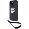 Image de DKNY, Hoesje geschikt voor Apple iPhone 13 - met Metalen Logo & Polskoord, Zwart