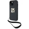 Image de DKNY, Hoesje geschikt voor Apple iPhone 14 - met Metalen Logo & Polskoord, Zwart