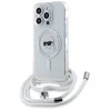 Image de Karl Lagerfeld, Hoesje Geschikt voor Apple iPhone 15 Pro Max met schouderriem en Karl Head-design, Transparant