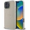 Image de Guess iPhone 16 Pro Max Backcover hoesje - Magsafe PU Leather - Grained With Gold Ring - Beige