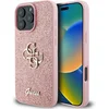 Image de GUESS, Hoesje geschikt voor iPhone 16 Pro - met Glitters & Metalen Logo, Roze