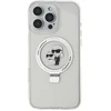 Image de Karl Lagerfeld, Hoesje geschikt voor iPhone 16 Pro Max - MagSafe Anti-Shock met Ring Standaard, Wit