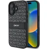 Image de DKNY - Backcover iPhone 16 - PU Leather Repeat Pattern Tonal Stripe - Zwart