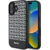 Image de DKNY   iPhone 16 Backcover hoesje   PU Leather Repeat Pattern Bottom Stripe MagSafe   Zwart