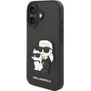 Image de Karl Lagerfeld, Hoesje geschikt voor iPhone 16 - Karl & Choupette Design met Saffiano Gekorrelde Afwerking, Zwart