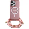 Image de Guess iPhone 16 Pro Max Backcover hoesje Magsafe IML crossbody cord script - Roze