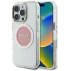 Image de Guess IML Metal Colored Circle Classic Logo - iPhone 16 Pro Hoesje - MagSafe - Roze - Luxe en Functioneel