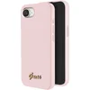 Image de GUESS, MagSafe-hoesje Geschikt voor Apple iPhone 16e Silicone Soft touch Gouden metalen logo, Lichtroze