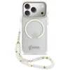 Image de Guess IML Glitter Script Backcover met Koord - Geschikt voor iPhone 17 Pro - MagSafe Compatibel - Transparant