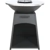 Image de Vente-unique Barbecue plancha brasero op houtskool en hout met opbergruimte in staal - L81 x B81 x H96 cm - Zwart - CORVERA