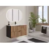 Image de Vente-unique Hangmeubel voor badkamer met inbouwwastafel - Licht naturel en zwart - 100 cm MADELA