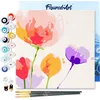 Image de Figured'Art Mini Schilderen op Nummer Volwassenen 20x20cm met lijst Kleurrijke bloemen - Klein Formaat Creatieve Hobby Kit DIY Art Nummer Compleet