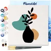 Image de Figured'Art Mini Schilderen op Nummer Volwassenen 20x20cm met lijst Plant en blauwe vaas - Klein Formaat Creatieve Hobby Kit DIY Art Nummer Compleet