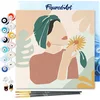 Image de Figured'Art Mini Schilderen op Nummer Volwassenen 20x20cm met lijst Vrouw met groene tulband - Klein Formaat Creatieve Hobby Kit DIY Art Nummer Compleet