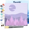 Image de Figured'Art Mini Schilderen op Nummer Volwassenen 20x20cm met lijst Dennenbos - Klein Formaat Creatieve Hobby Kit DIY Art Nummer Compleet