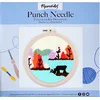 Image de Figured'Art Punch Needle Kit voor Volwassenen en Kinderen - Rendier bij een meer - Perfect voor Beginners. Compleet klaar-om-te-borduren set, maat 20x20 cm met ronde frame