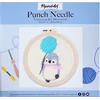 Image de Figured'Art Punch Needle Kit voor Volwassenen en Kinderen - Pinguïn met een Paardebloem - Perfect voor Beginners. Compleet klaar-om-te-borduren set, maat 20x20 cm met ronde frame